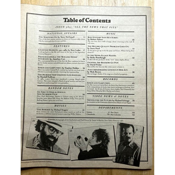 Rolling Stone Magazine No. 365 • Simon and Garfunkel & Rod Stewart March 1982 - Picture 2 of 9